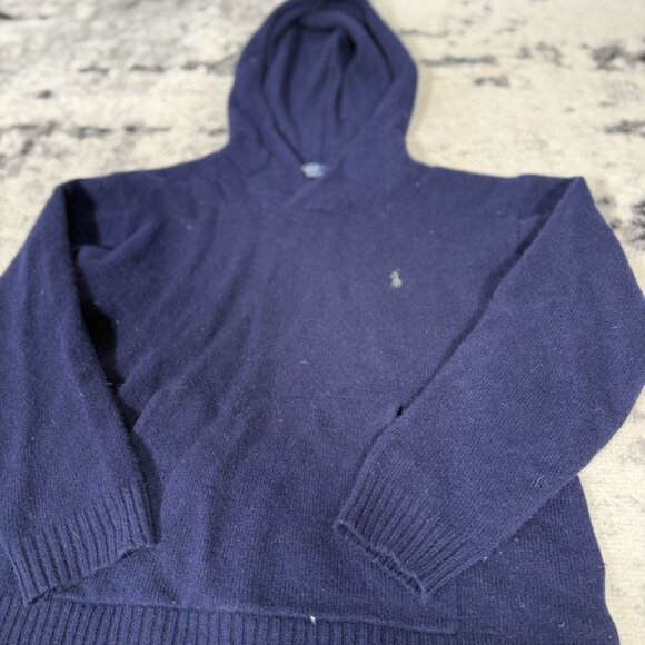 Rare Polo Ralph Lauren Navy Merino Wool Hoodie - Picture 3 of 5